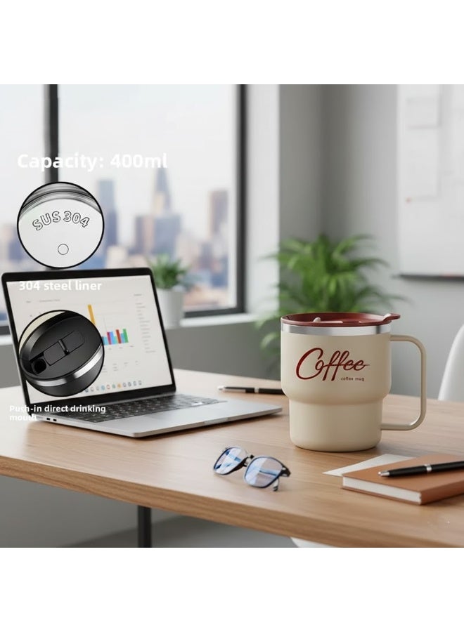 Premium 400ml Stainless Steel Coffee Mug with Lid - Image 2